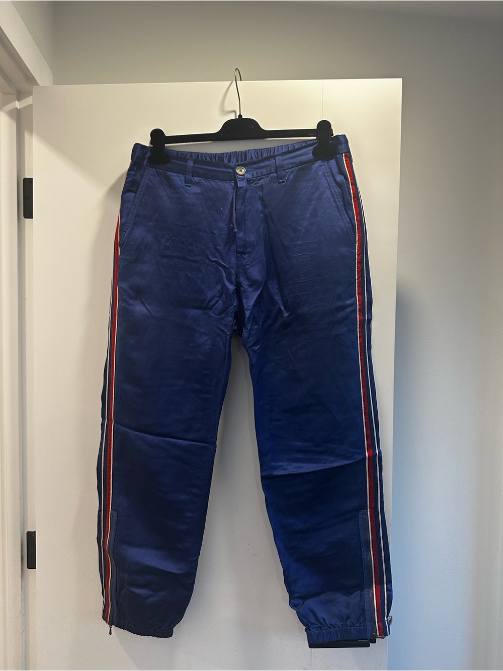Gucci Blue Joggers with Red and White Side Stripes